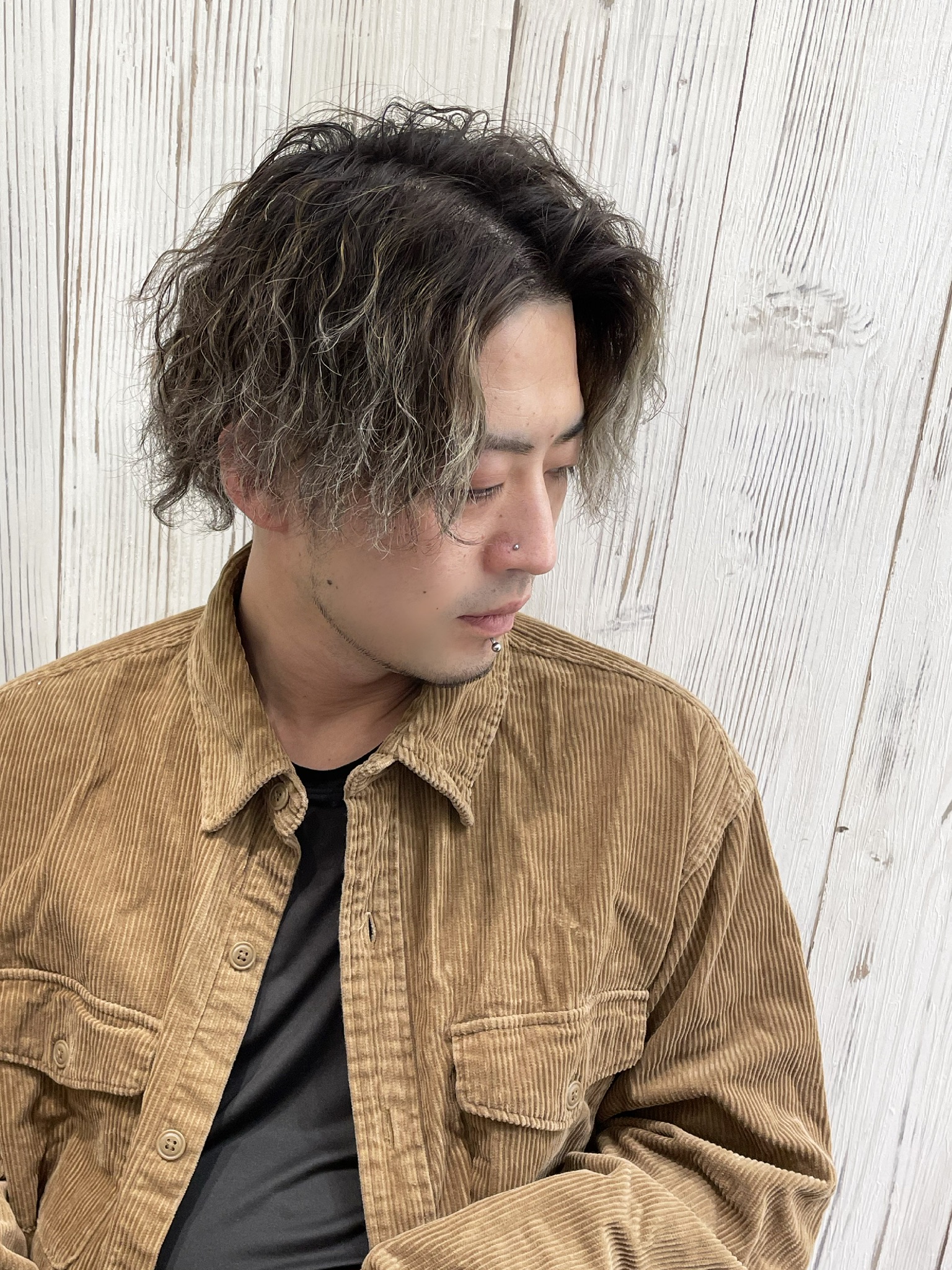 メンズカラー/ツイストスパイラルパーマ/ハイライト/外国人風