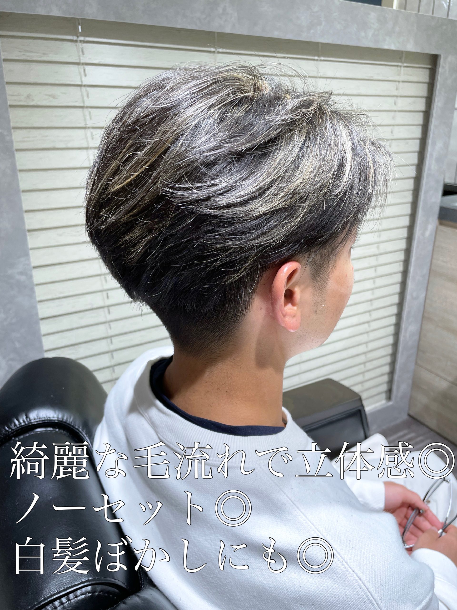 ホワイトメッシュ/ナチュラル/ハイライト/メンズハイライト