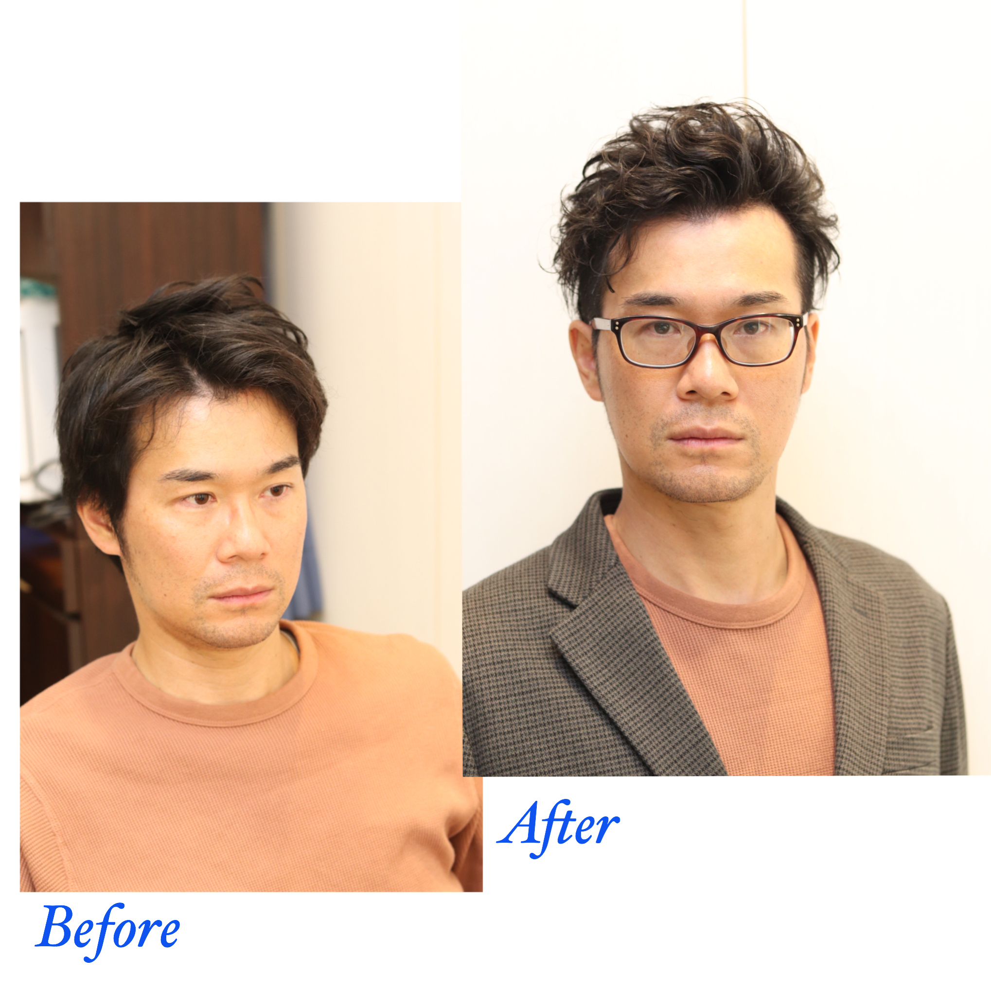 30、40代アップバングパーマビジネスツーブロック