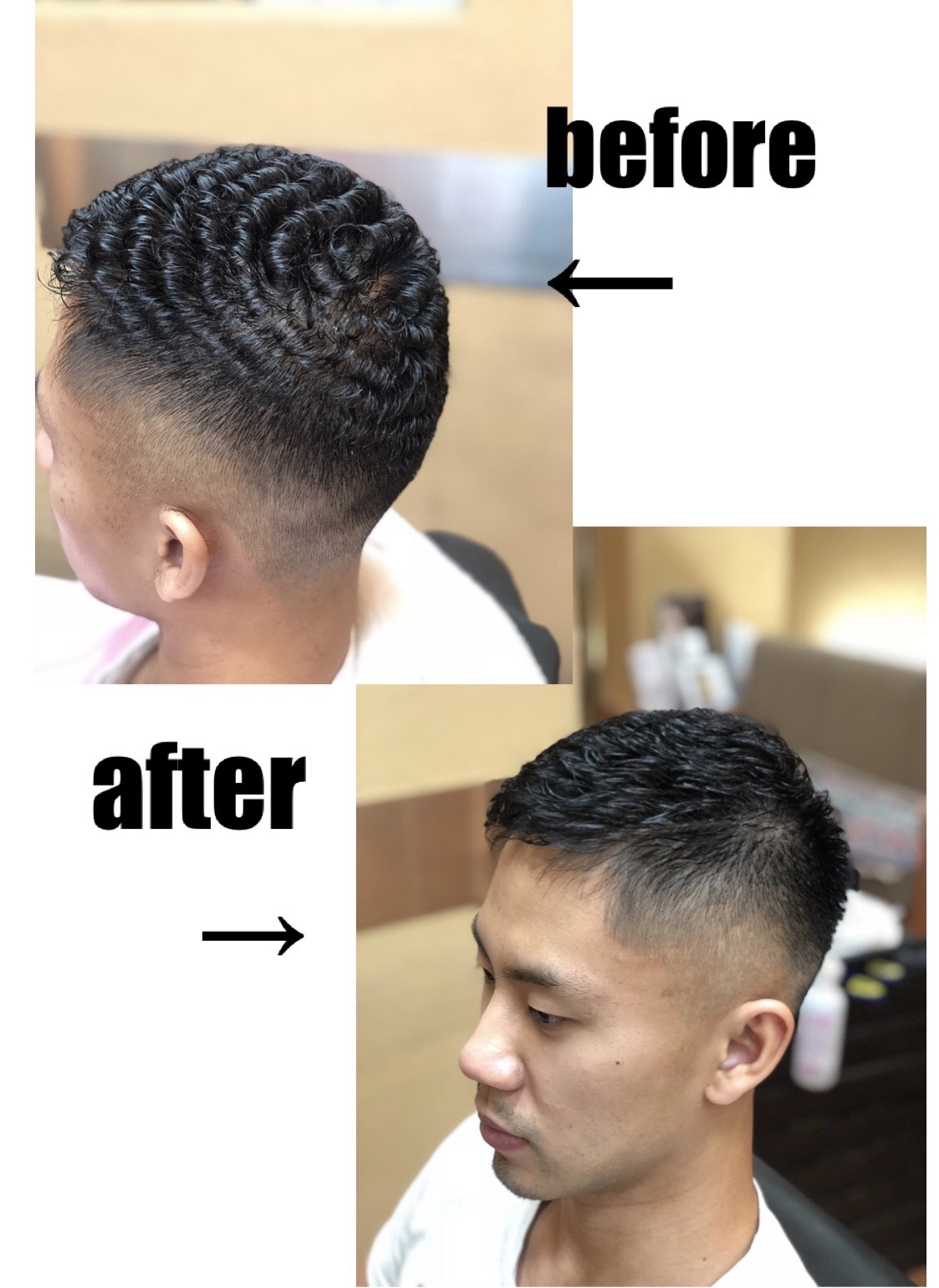 アイロンパーマ フェード 刈り上げ