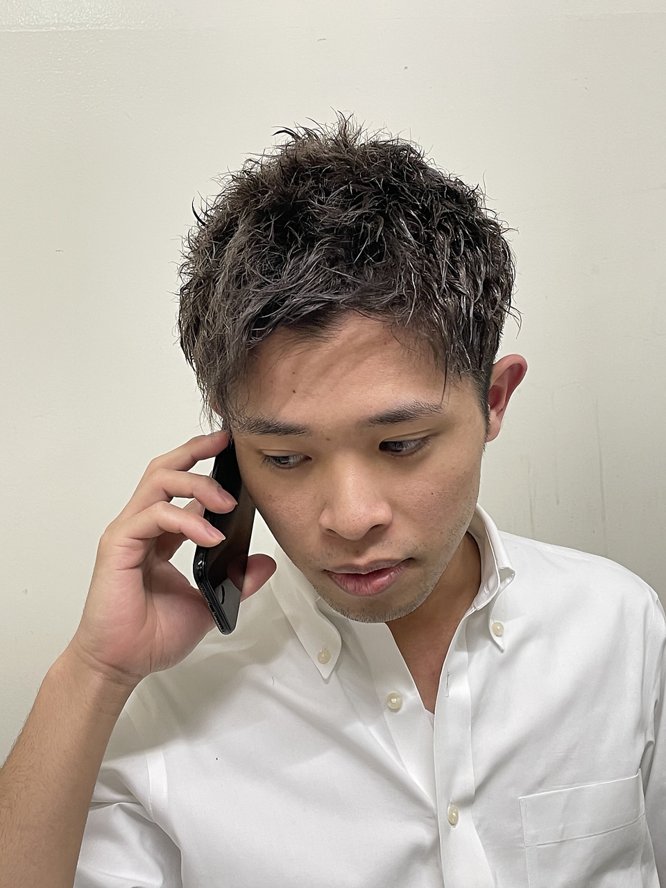 アップバング ピンパーマ