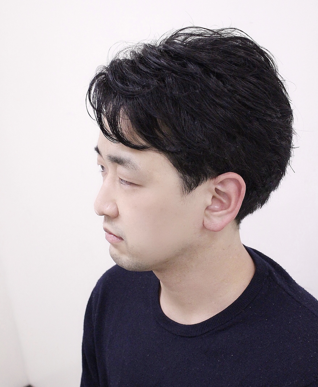 パーマ風クセ毛センターパート