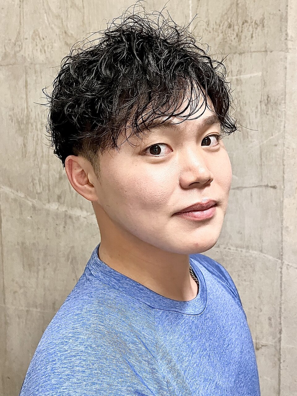 スパイラルミックスパーマツーブロック/メンズカット/ショート