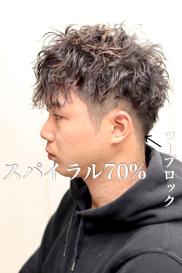 スパイラルパーマツーブロックマッシュ&波巻パーマミックス