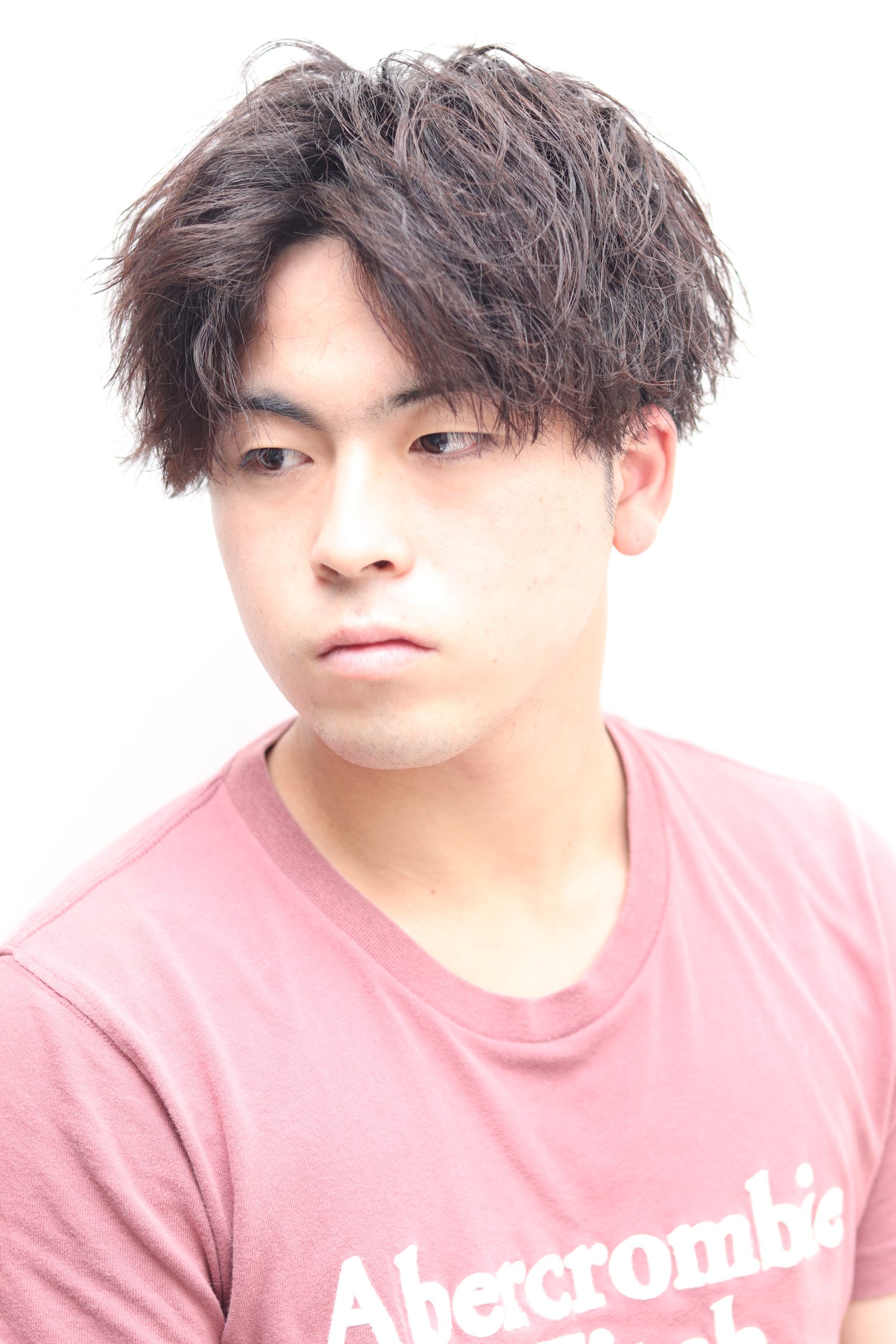 モテるセンターパートツーブロックツイストスパイラルパーマ