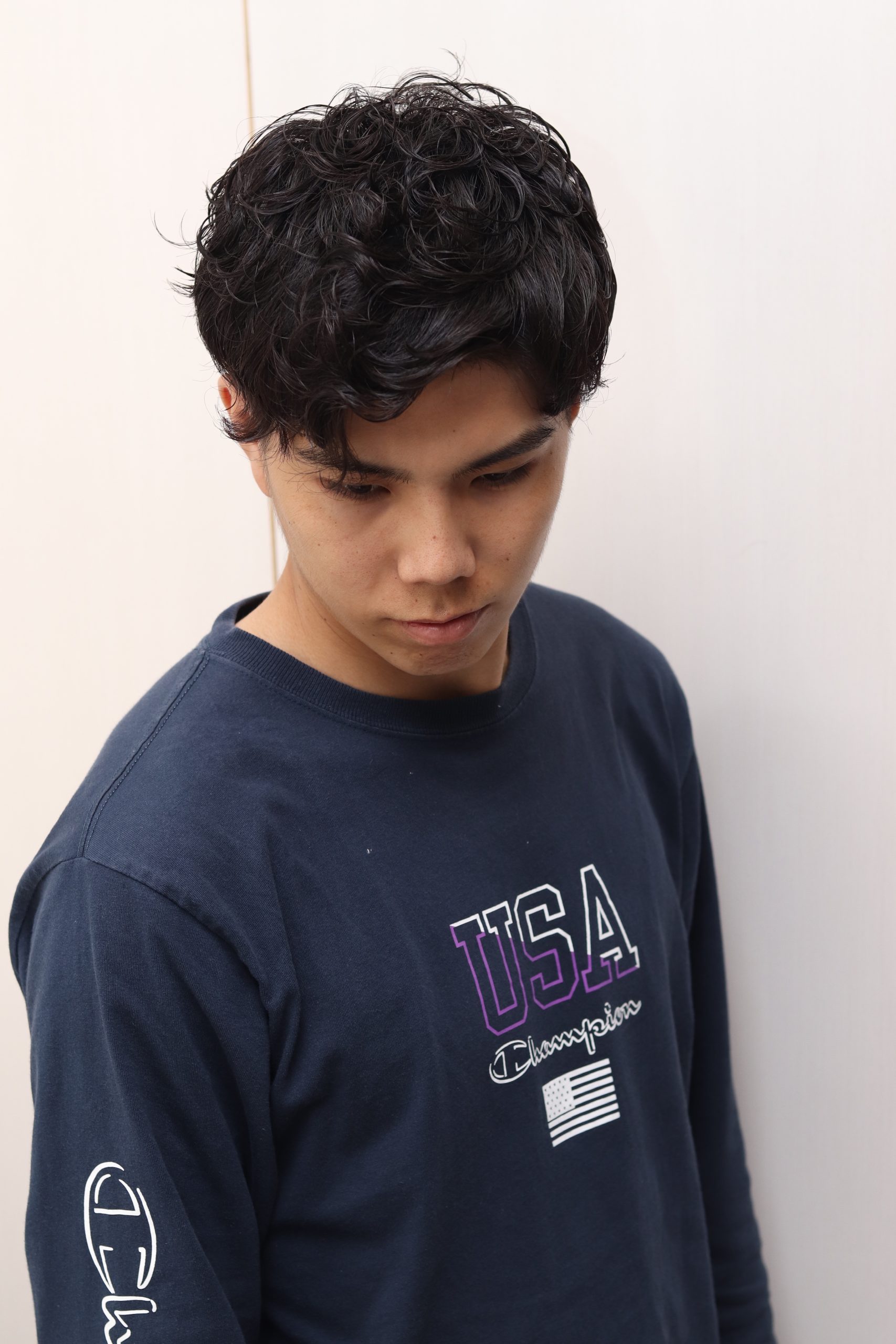 重ため癖毛風パーマ/ツーブロック/アップバングスタイル/