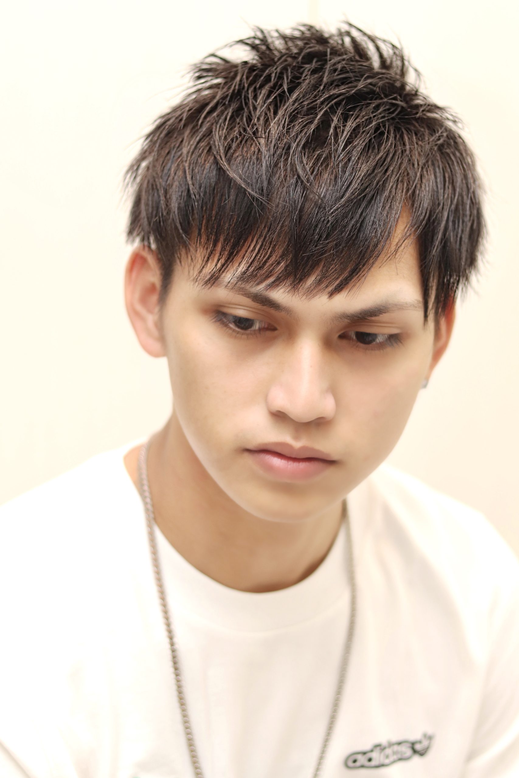 無造作マッシュメンズショート☆ツーブロックアッシュブラウン