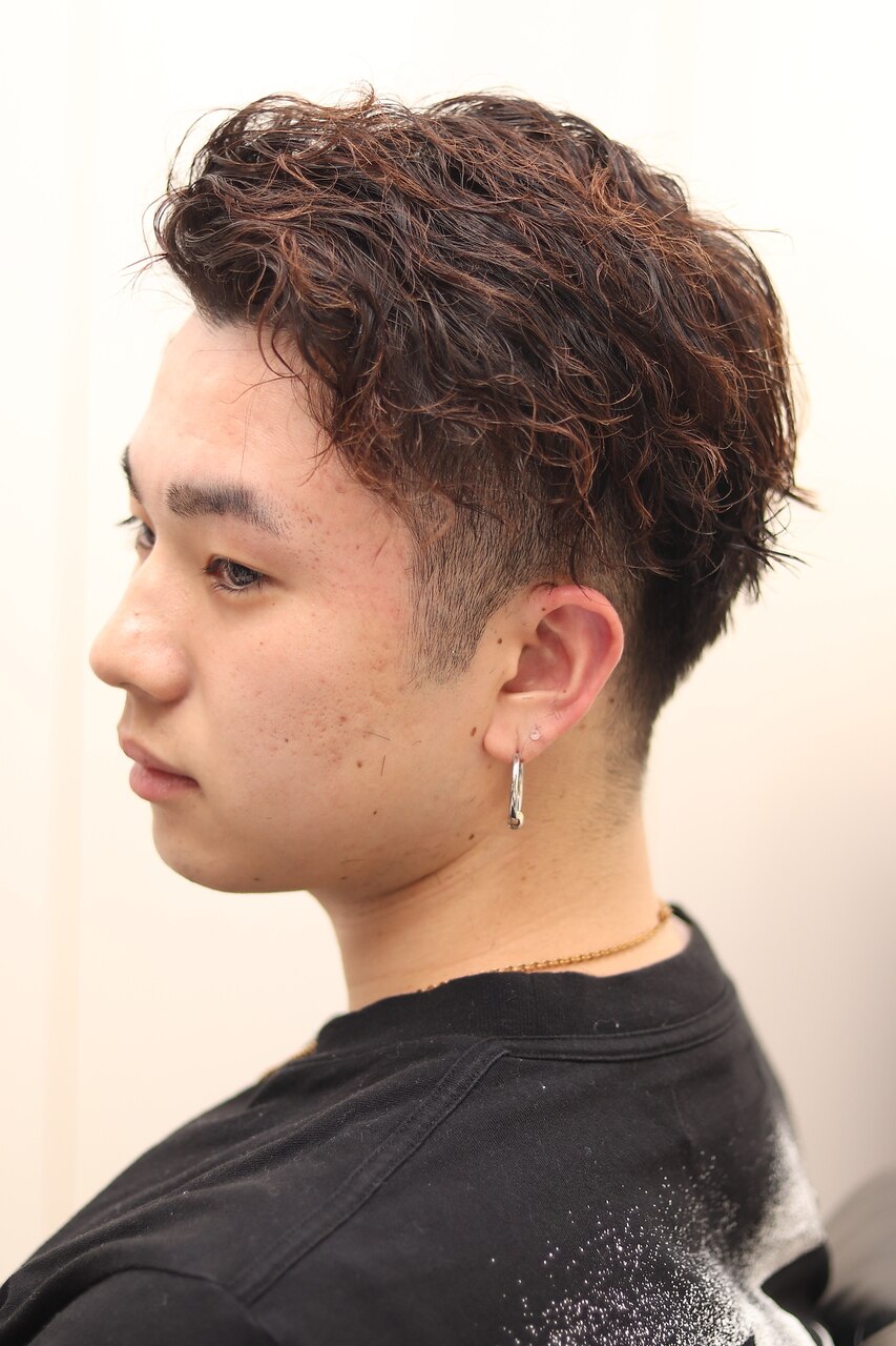 20代30代メンズスパイラルパーマワイルドオシャレ感アッシュ