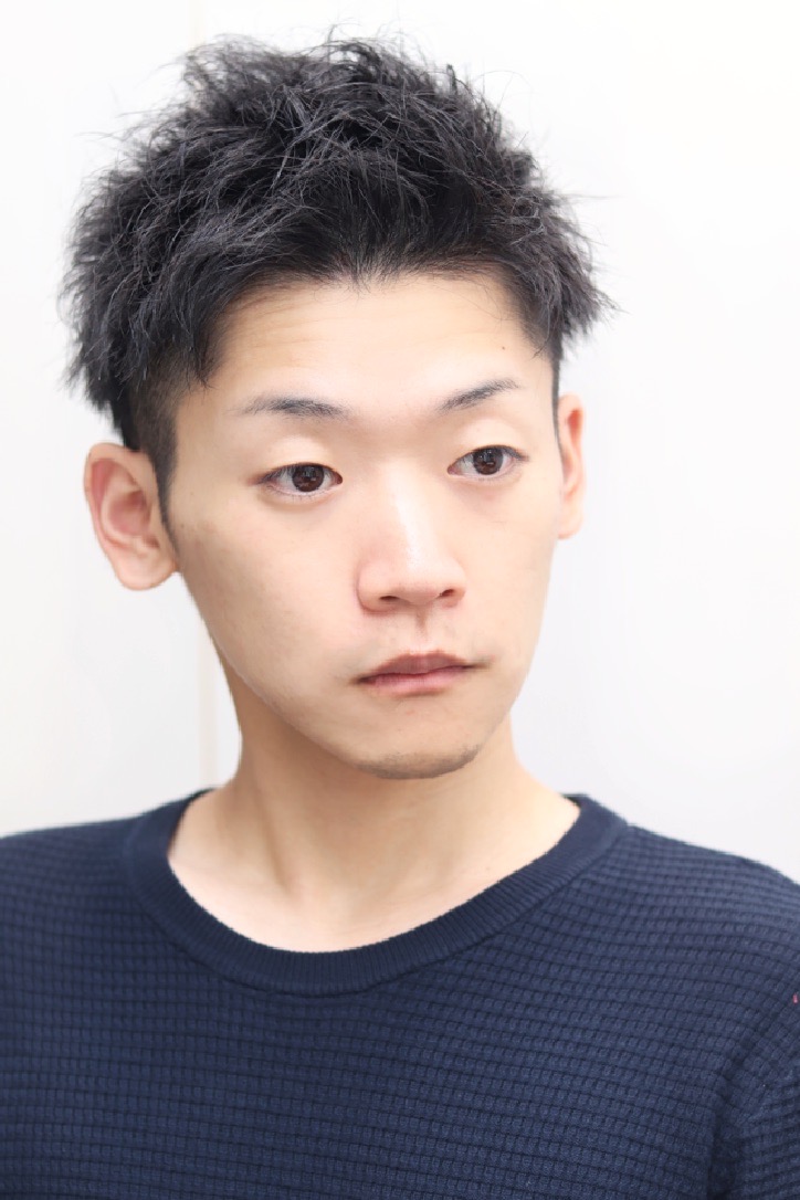 爽やかメンズ☆無造作ツーブロックアップバングナチュラル黒髪