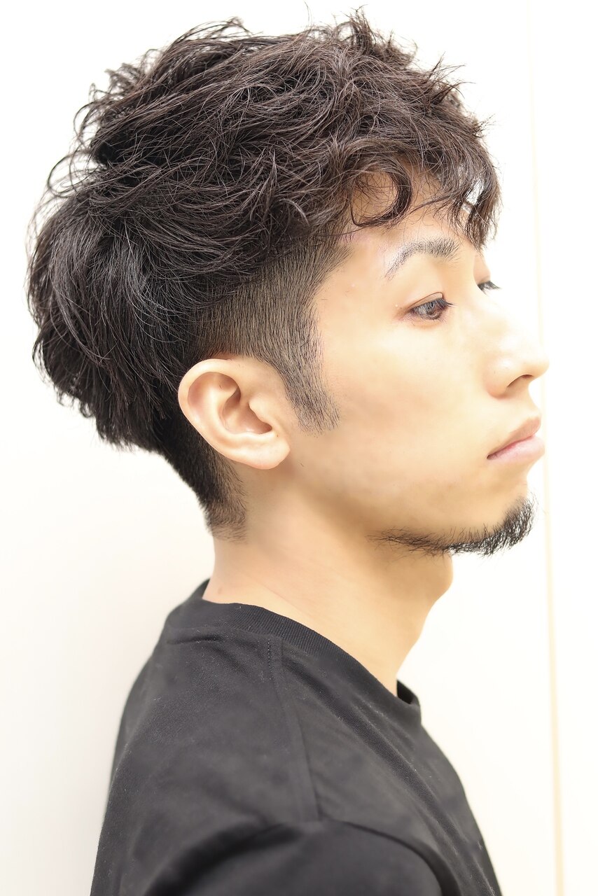 20代30代メンズスパイラルパーマワイルドオシャレ感アッシュ