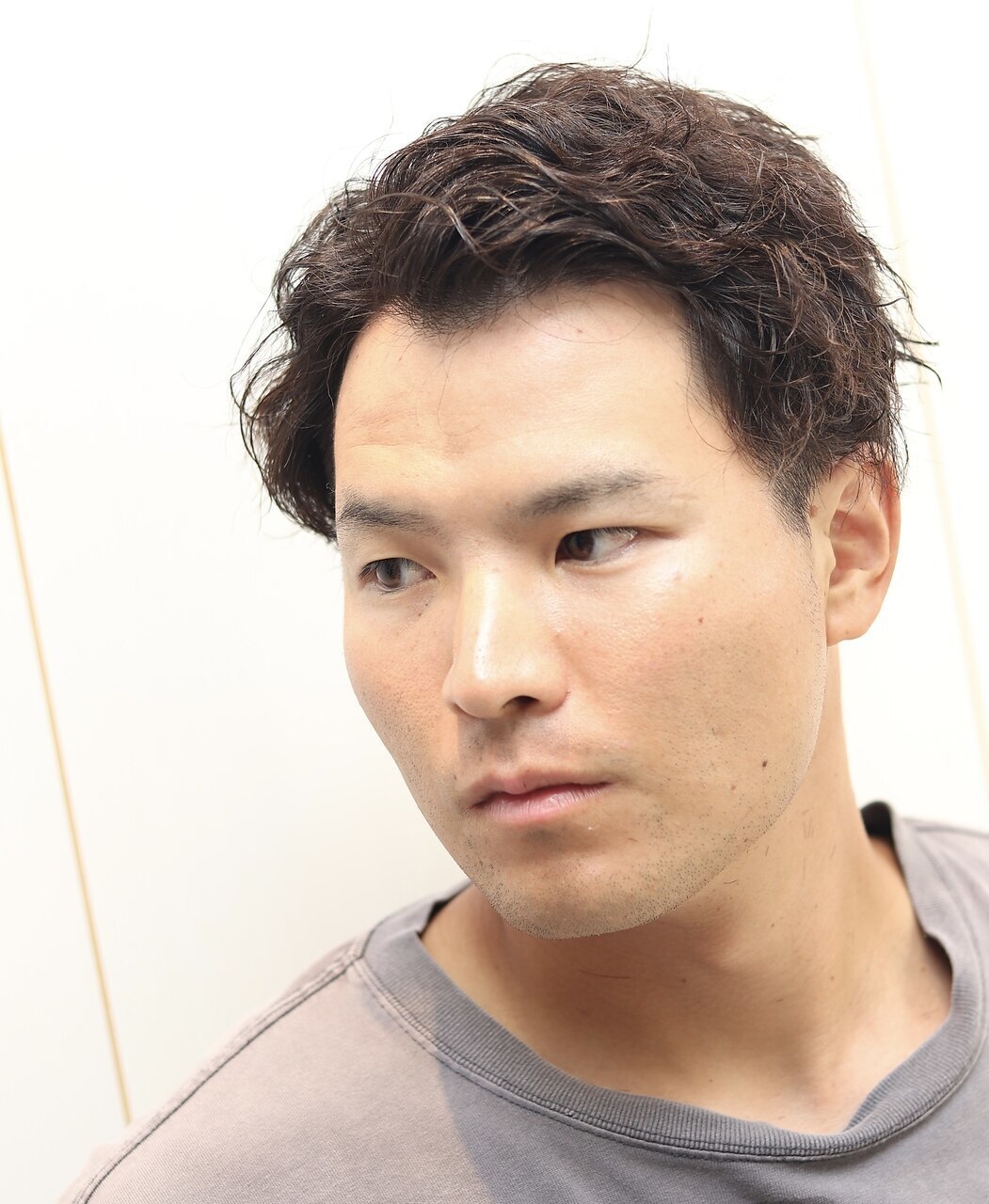 ショートツイストスパイラルパーマツーブロックメンズパーマ