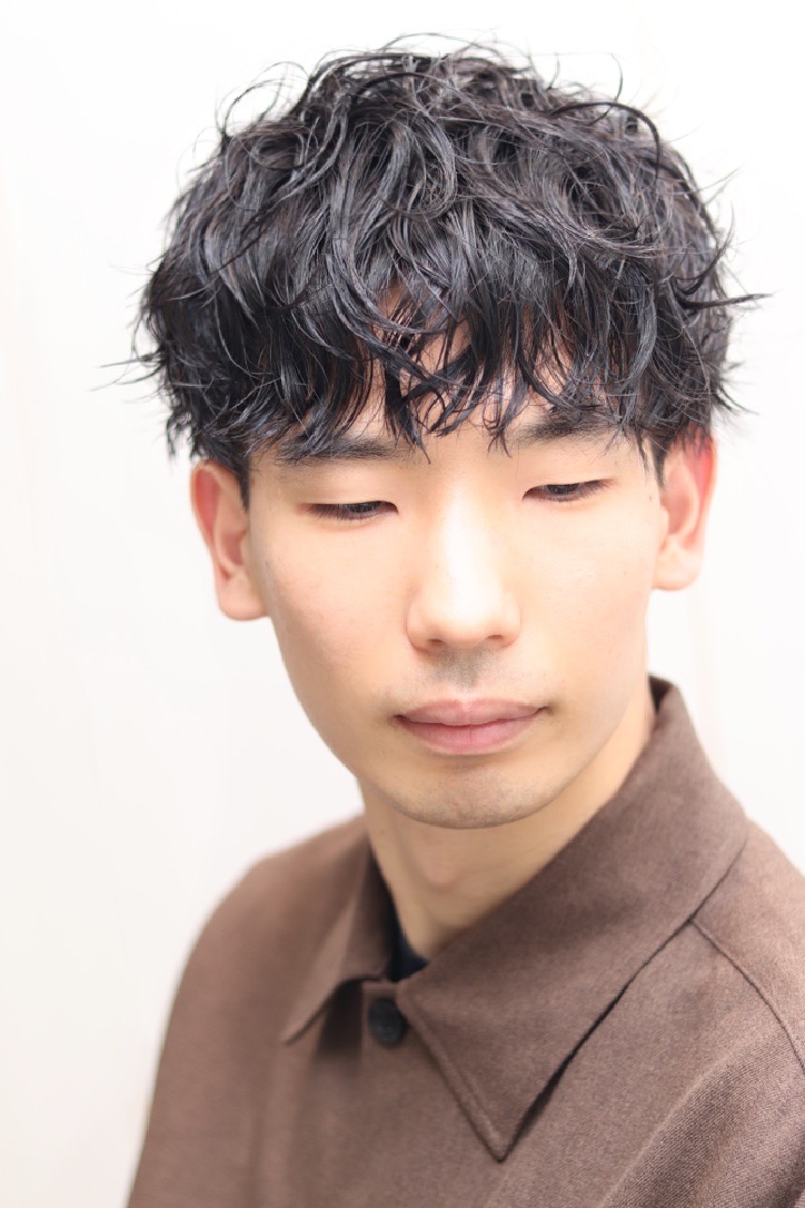 爽やか大人30代40代スパイラルパーマツーブロックマッシュ