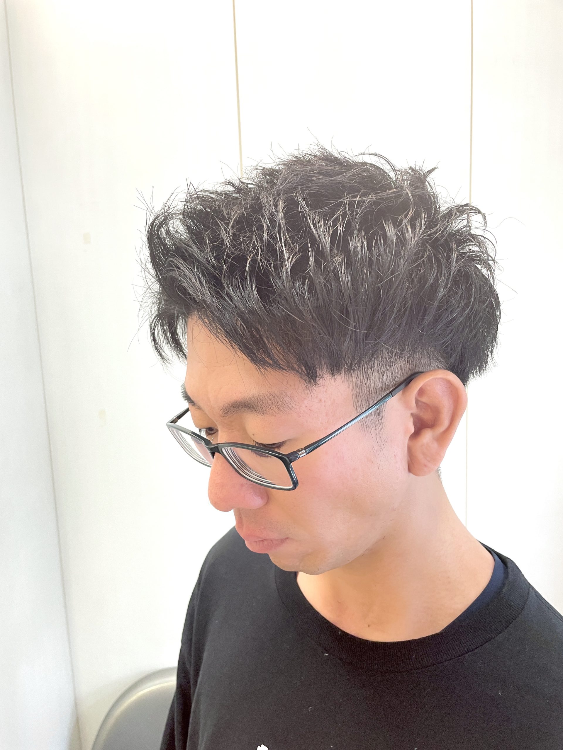 ビジネスツーブロック/爽やかアップバング刈り上げスタイル