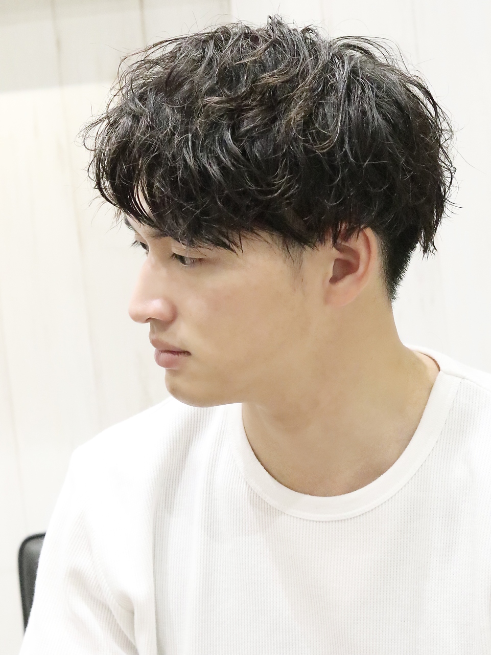 センターパートアップバングスパイラルパーマ@takeda_taken