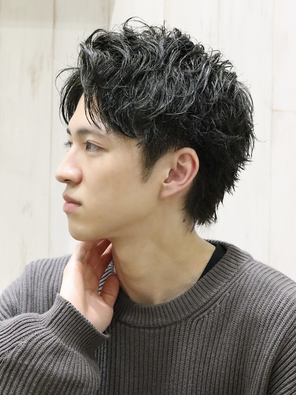 ソフトツーブロックアップバングマッシュセンターパート