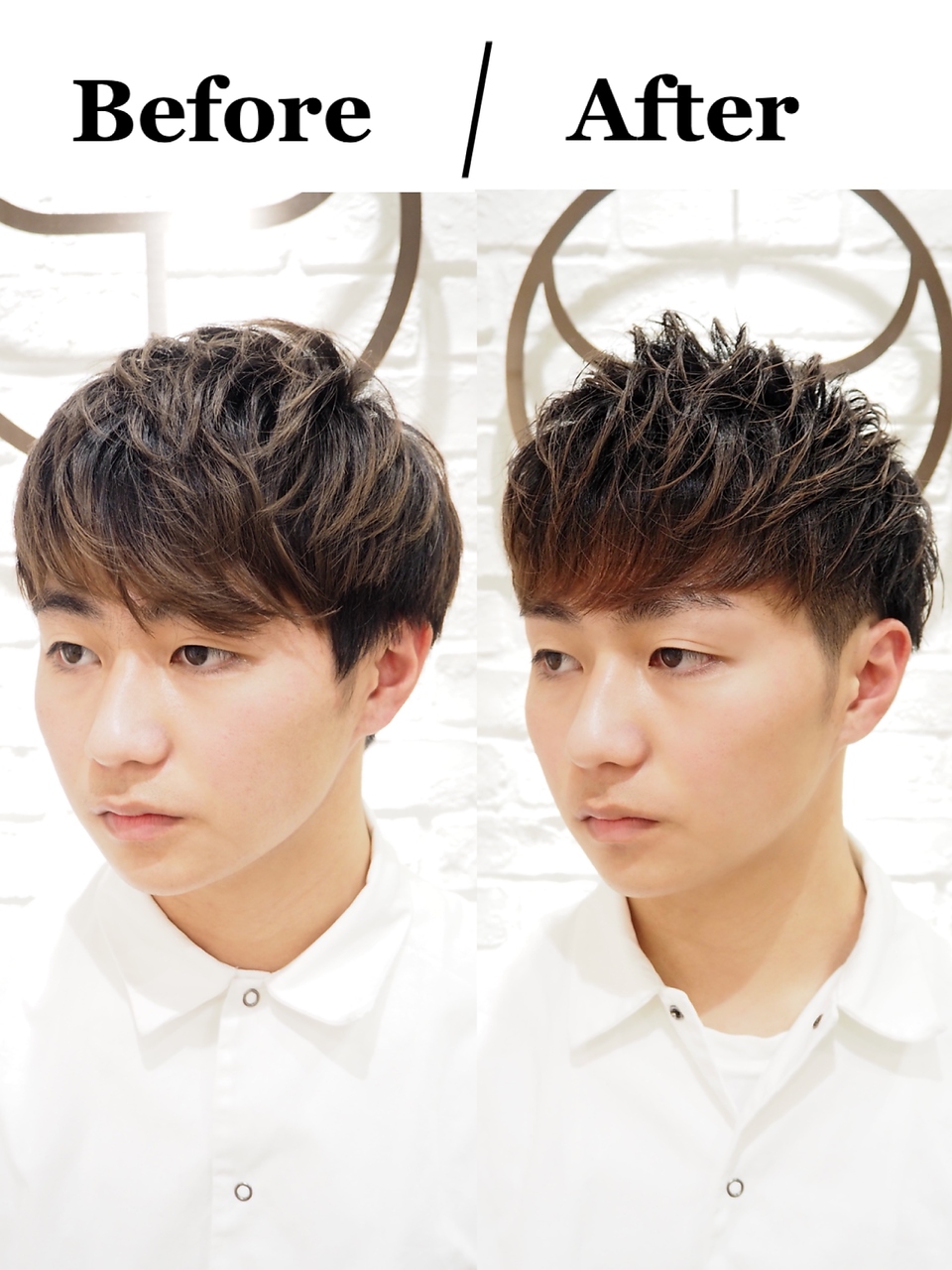ビフォーアフター王道ツーブロックマッシュメンズショート