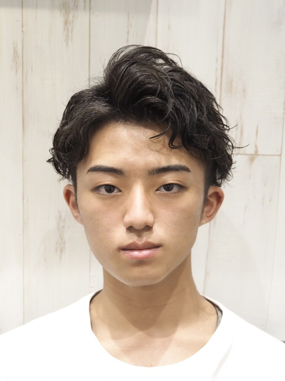 かきあげセンターパートツーブロックメンズリバースパーマ